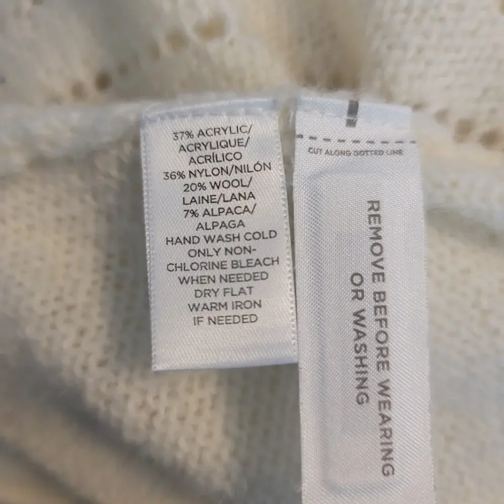 Lou & Grey Acrylic/Nylon/Wool/Alpaca Cream Waterfall Front Cardigan Women L - Picture 5 of 5